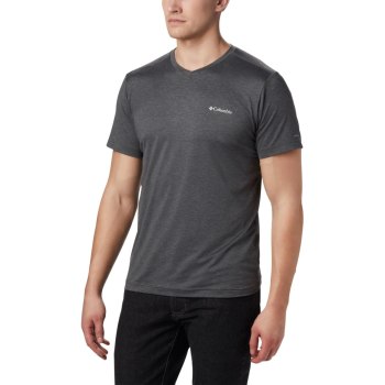 Columbia T-Shirt Heren, Tech Trail II V-Neck DonkerGrijs, 40JAOXDKN